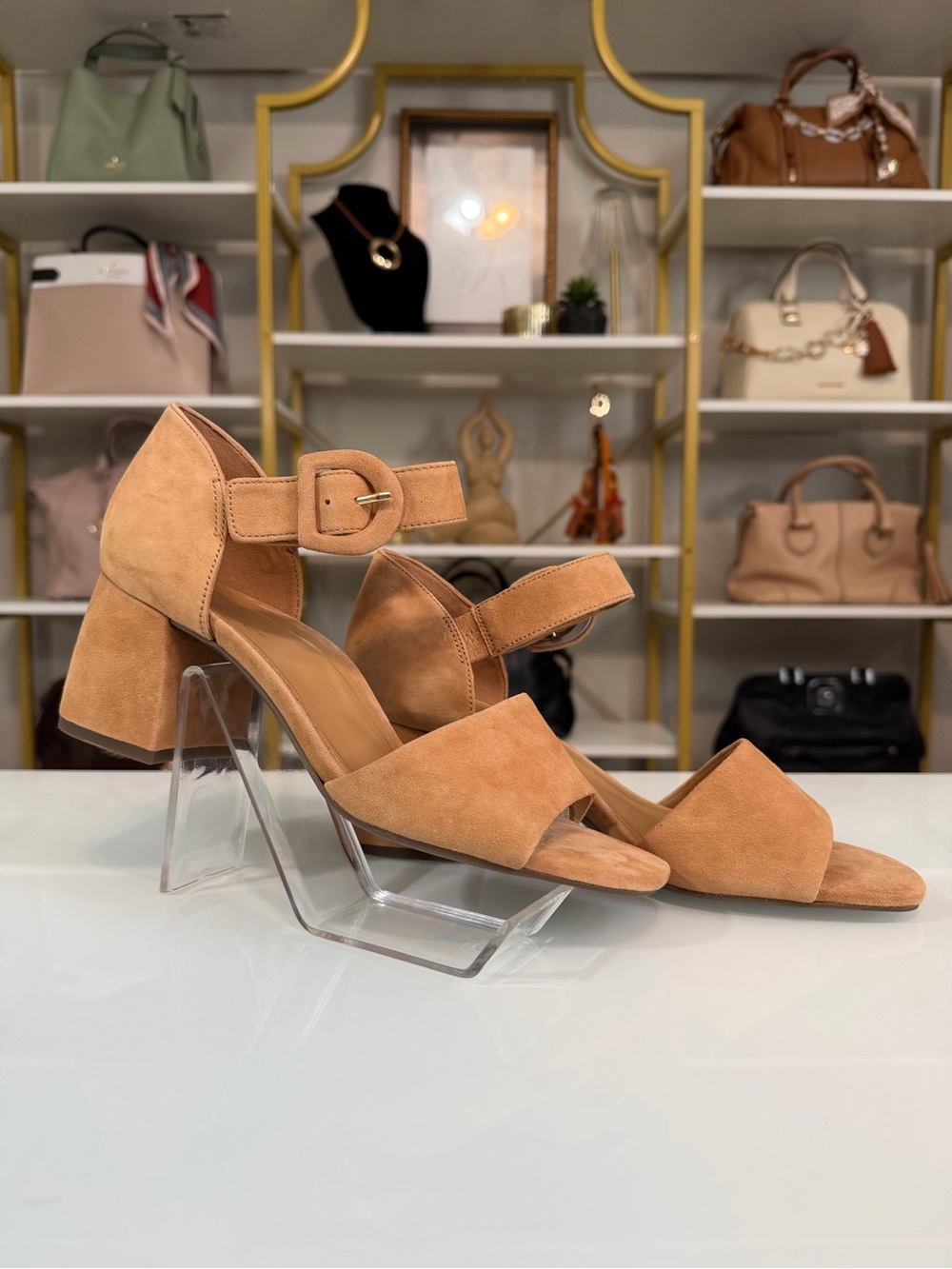 Women's Vionic Chardonnay Suede Block Heel Sandals - Camel Size 9